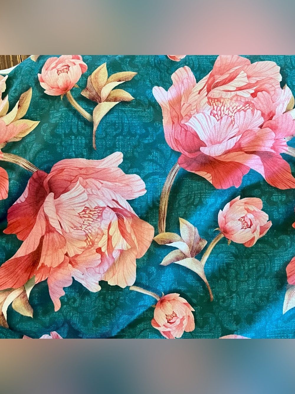☀️Beautiful 🌸HAPARI 🌸 Peony & Evergreen High-Neck Tankini Top Sz M Like New! - Picture 9 of 13